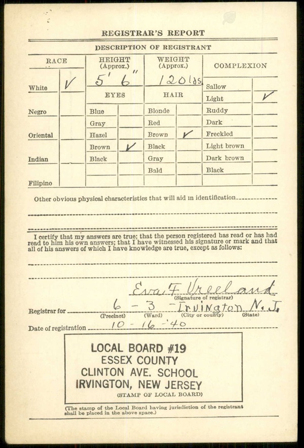 World War II Draft Registration Herman Henry Greuter