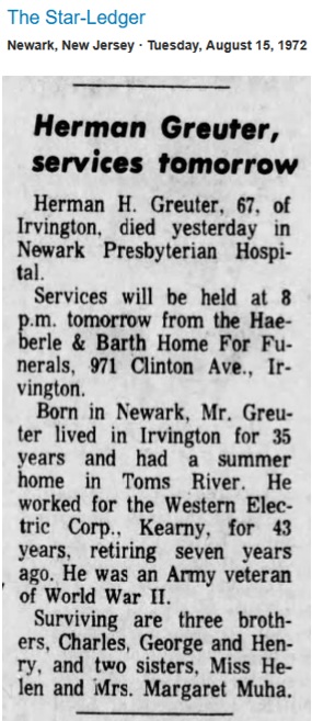 Herman Harry Greuter Obituary