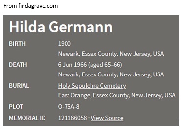 Hilda Louise McCriskin Germann Cemetery Record