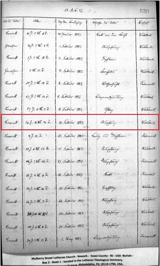 Jacob Bechtold Burial Record