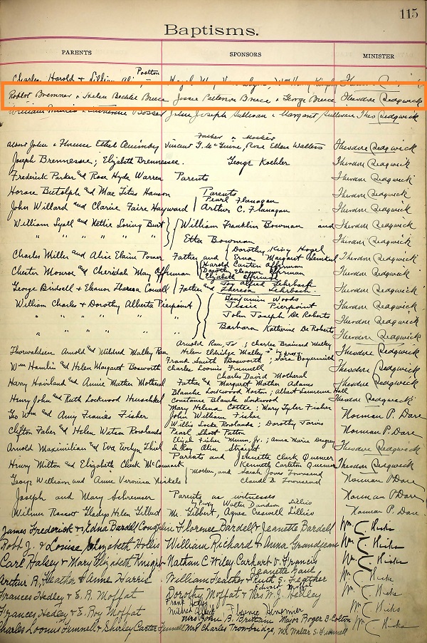 Jean Frances Bruce Birth Record