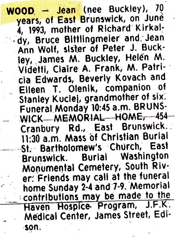 Jean (Buckley) Kirkaldy Bittlingmeier Obituary 1