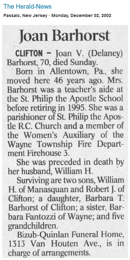 Joan Delaney Barhorst Obituary