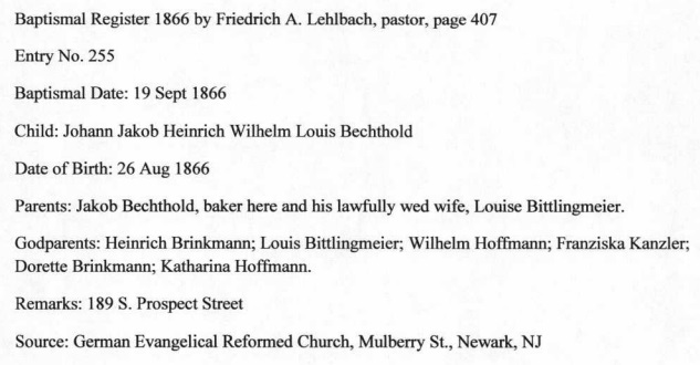 John Bechtold Birth Index