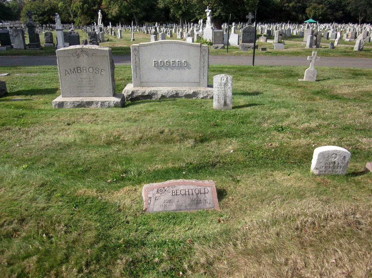 The Holy Sepulchre Cemetery Grave Marker of John J. and Mary C. Bechtold