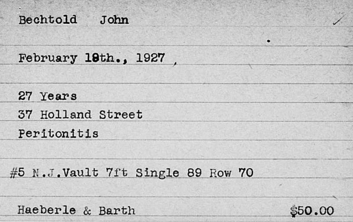John Bechtold Death Index