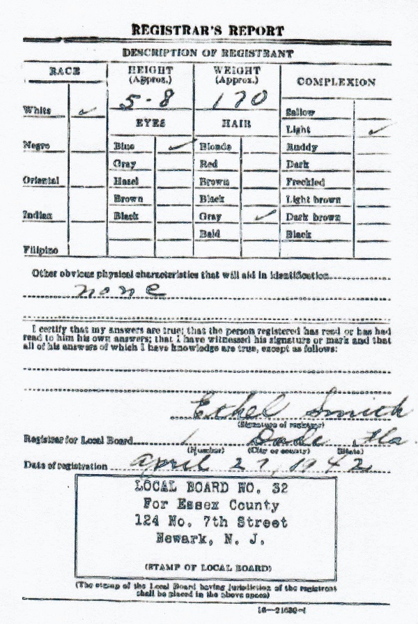 John J. Bechtold's World War II Draft Registration Card Part 2