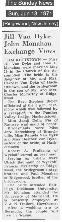 John Francis Monahan Jr. Marriage Record