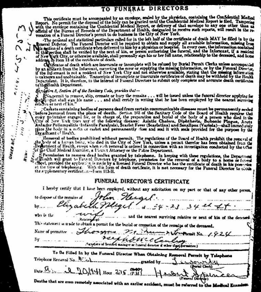 John Henry Neigel Death Certificate