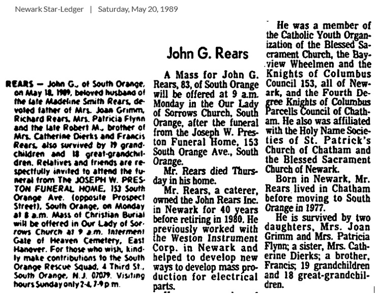 John G. Rears Obituary