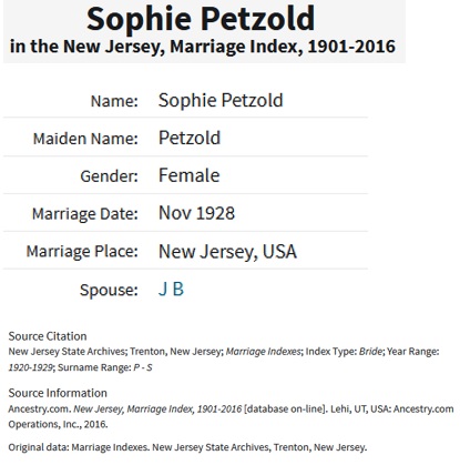 Joseph Bechtold Marriage to Sophie Petzold