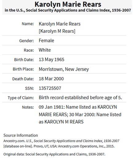 Karolyn Marie Rears SSACI