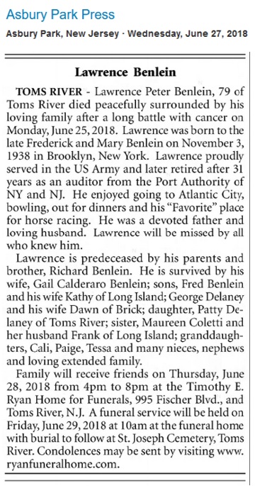 Lawrence Peter Benlein Obituary