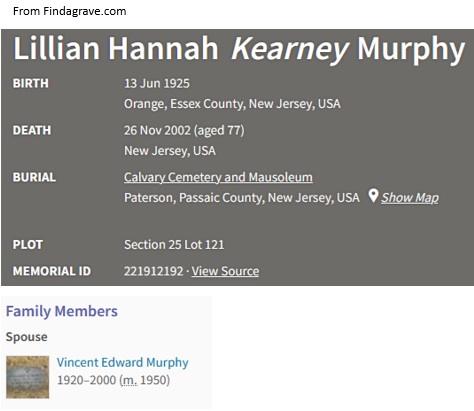 Lillian Kearney Murphy Cemetery Record