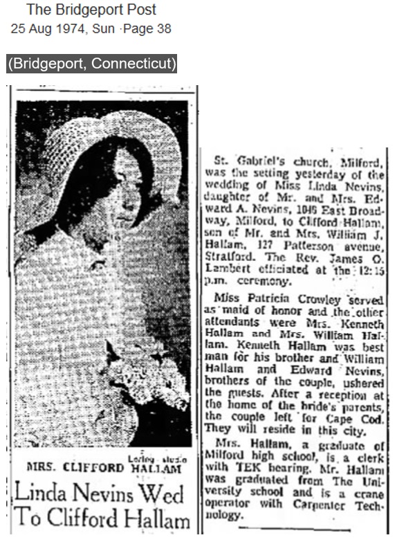Linda Bechtold Nevins Marriage Record