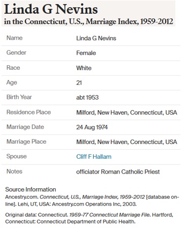 Linda Bechtold Nevins Marriage Record