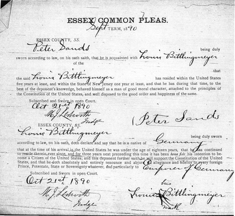 Louis Bittlingmeier Naturalization Record
