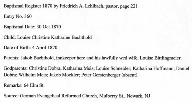 Louise Bechtold Birth Index
