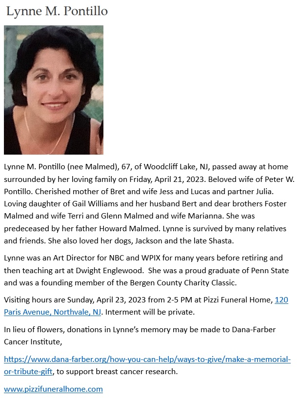 Lynne Malmed Pontillo Obituary