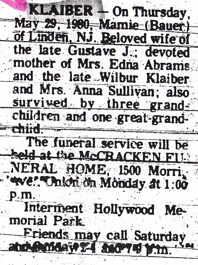 Mamie Klaiber Obituary 1