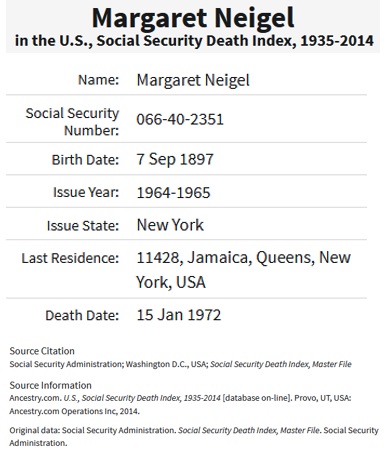 Margaret Neigel SSDI