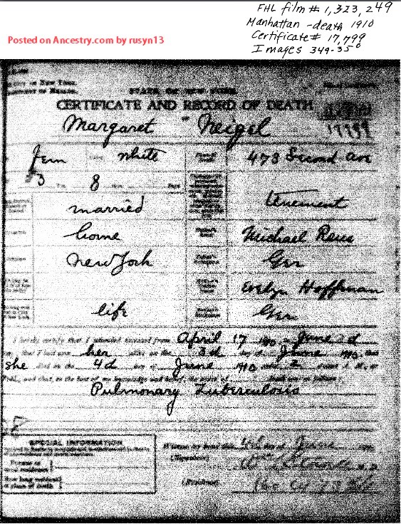 Margaret Reuss Neigel Death Certificate