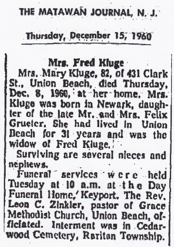 Mary Greuter Kluge Obituary