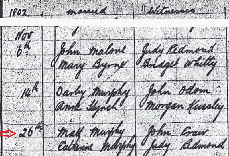 Matthew Murphy and Catherine Murphy Marriage Record