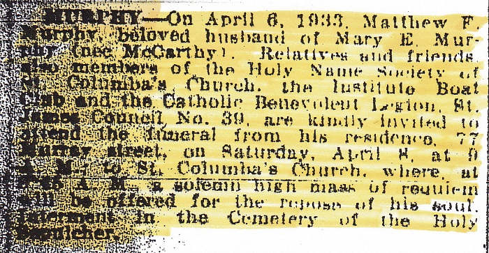 Matthew F. Murphy Obituary