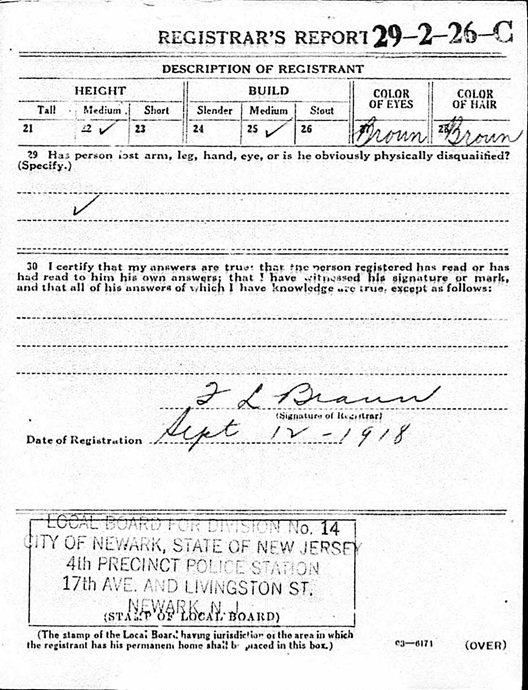 Max Bogner's World War I Draft Registration Card Part 2