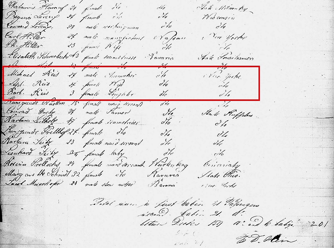 Michael Reuss Immigration Record
