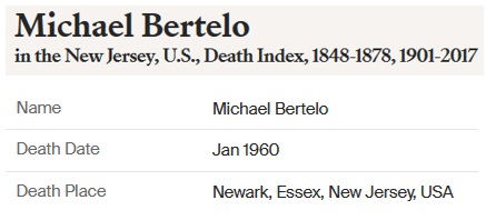 Michael Bertelo Death Index