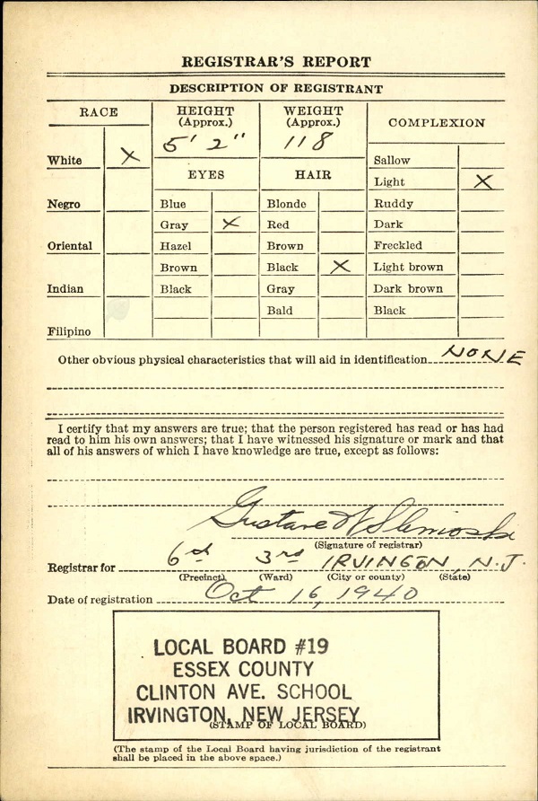 Michael Bertelo World War I Draft Registration