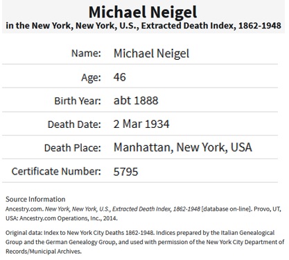 Michael Neigel Death Index