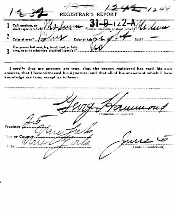 Michael Neigel World War I Draft Registration