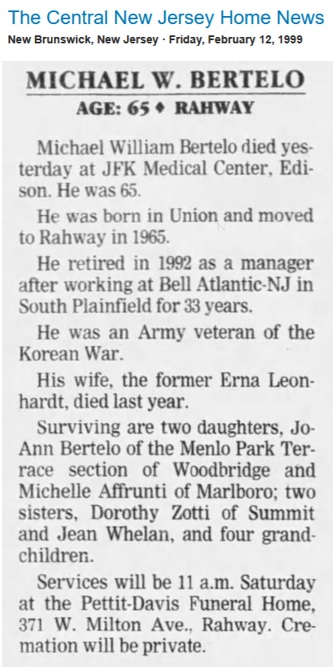 Michael W. Bertelo Obituary