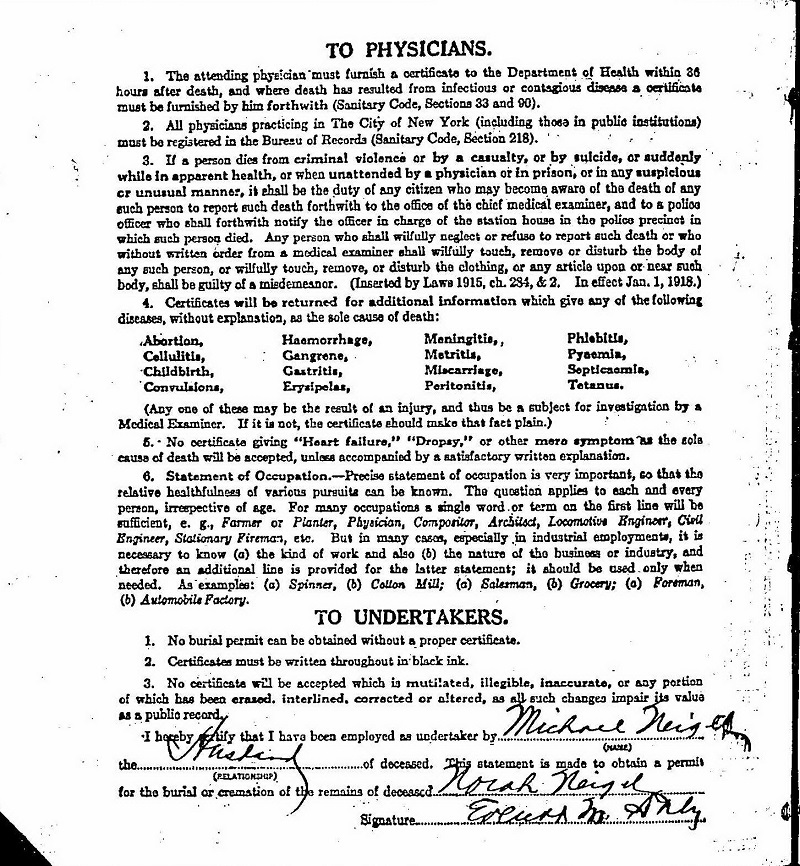 Norah Lonergan Neigel Death Certificate