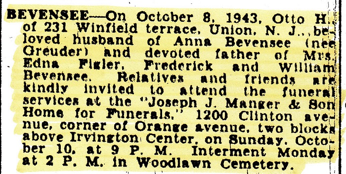 Otto Heinrich Bevensee Obituary