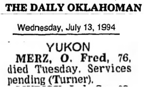 Otto Fred Merz Obituary