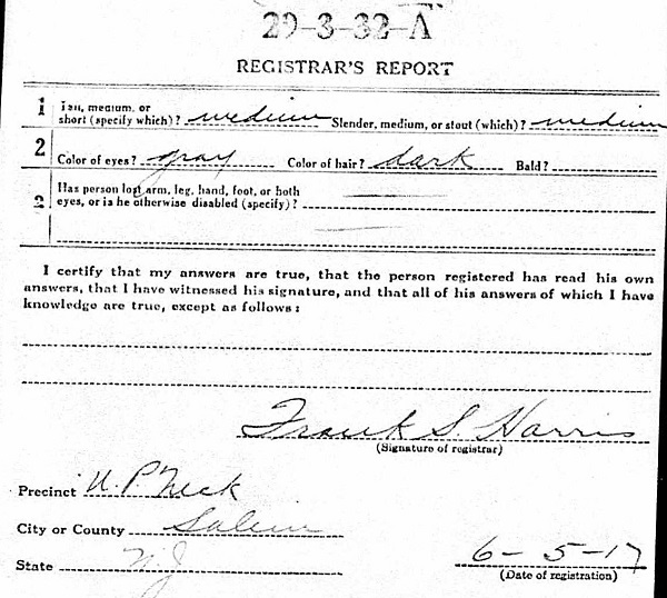 Paul J. Dumont's World War I Draft Registration Card Part 2