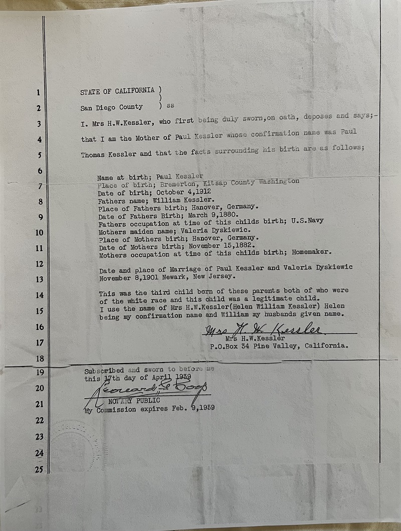 Paul Kessler Delayed Birth Record