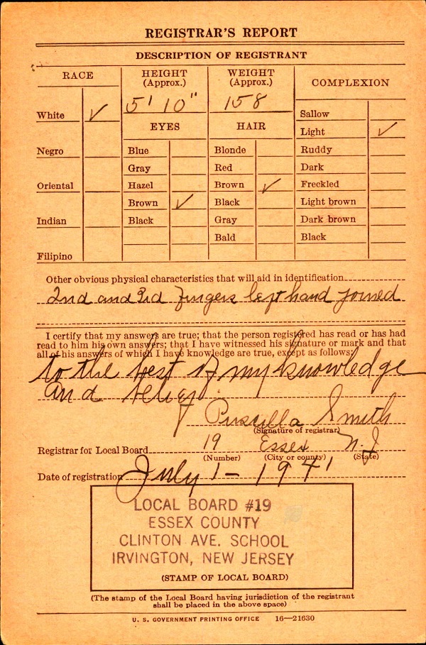Peter H. Germann WW2 Draft Registration