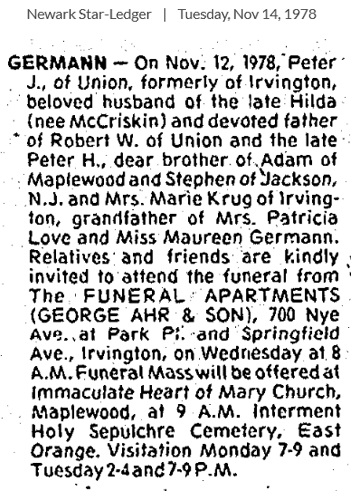 Peter Johann Germann Jr. Obituary