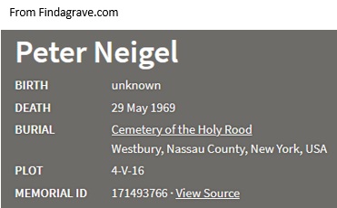 Peter Stephen Neigel Death Record