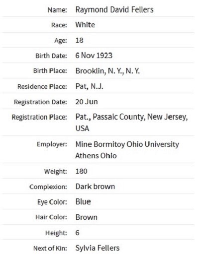 Raymond Feller's World War II Draft Registration
