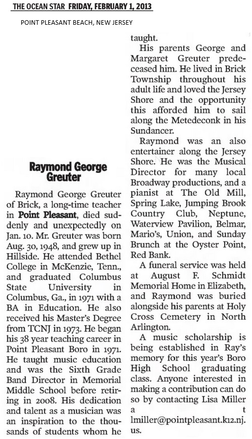 Raymond G. Greuter Obituary and Memorials
