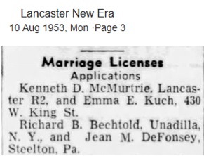 Richard Bailey Bechtold Marriage to Jean Magaro