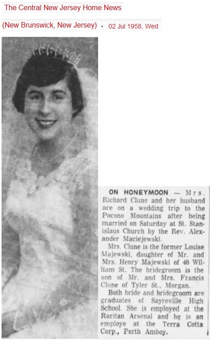 Richard Clune and Louise Majewski Marriage Record