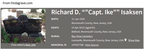 Richard D. Isaksen Cemetery Record