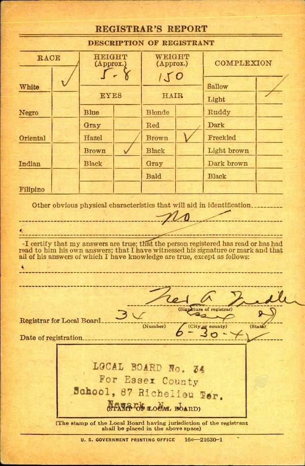 Richard D. Mulligan Military Record